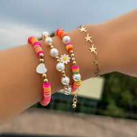 Thumbnail for Boho Layered Colorful Polymer Clay Star Pearl Chain Bracelet Set - ArtGalleryZen