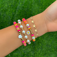 Thumbnail for Boho Layered Colorful Polymer Clay Star Pearl Chain Bracelet Set - ArtGalleryZen