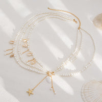 Thumbnail for Boho Layered Conch Starfish Pendant Pearl Waist Chain Body Chain Bra