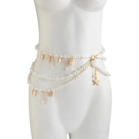 Thumbnail for Boho Layered Conch Starfish Pendant Pearl Waist Chain Body Chain Bra