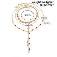 Thumbnail for Boho Layered Cross Pendant Rhinestone Crystal Chain Y Necklace Set - ArtGalleryZen