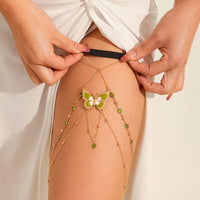 Thumbnail for Boho Layered Enamel Butterfly Crystal Inlaid Elastic Saturn Thigh Leg Chain