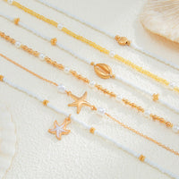 Thumbnail for Boho Layered Enamel Starfish Conch Shell Charm Seed Beaded Necklace Set - ArtGalleryZen