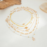 Thumbnail for Boho Layered Enamel Starfish Conch Shell Charm Seed Beaded Necklace Set - ArtGalleryZen