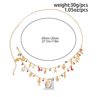 Thumbnail for Boho Layered Evil Eye Conch Turtle Starfish Tassel Belly Chain - ArtGalleryZen