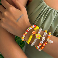 Thumbnail for Boho Layered Flower Starfish Conch Polymer Clay Beaded Bracelet Set - ArtGalleryZen