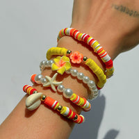 Thumbnail for Boho Layered Flower Starfish Conch Polymer Clay Beaded Bracelet Set - ArtGalleryZen