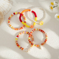 Thumbnail for Boho Layered Flower Starfish Conch Polymer Clay Beaded Bracelet Set - ArtGalleryZen