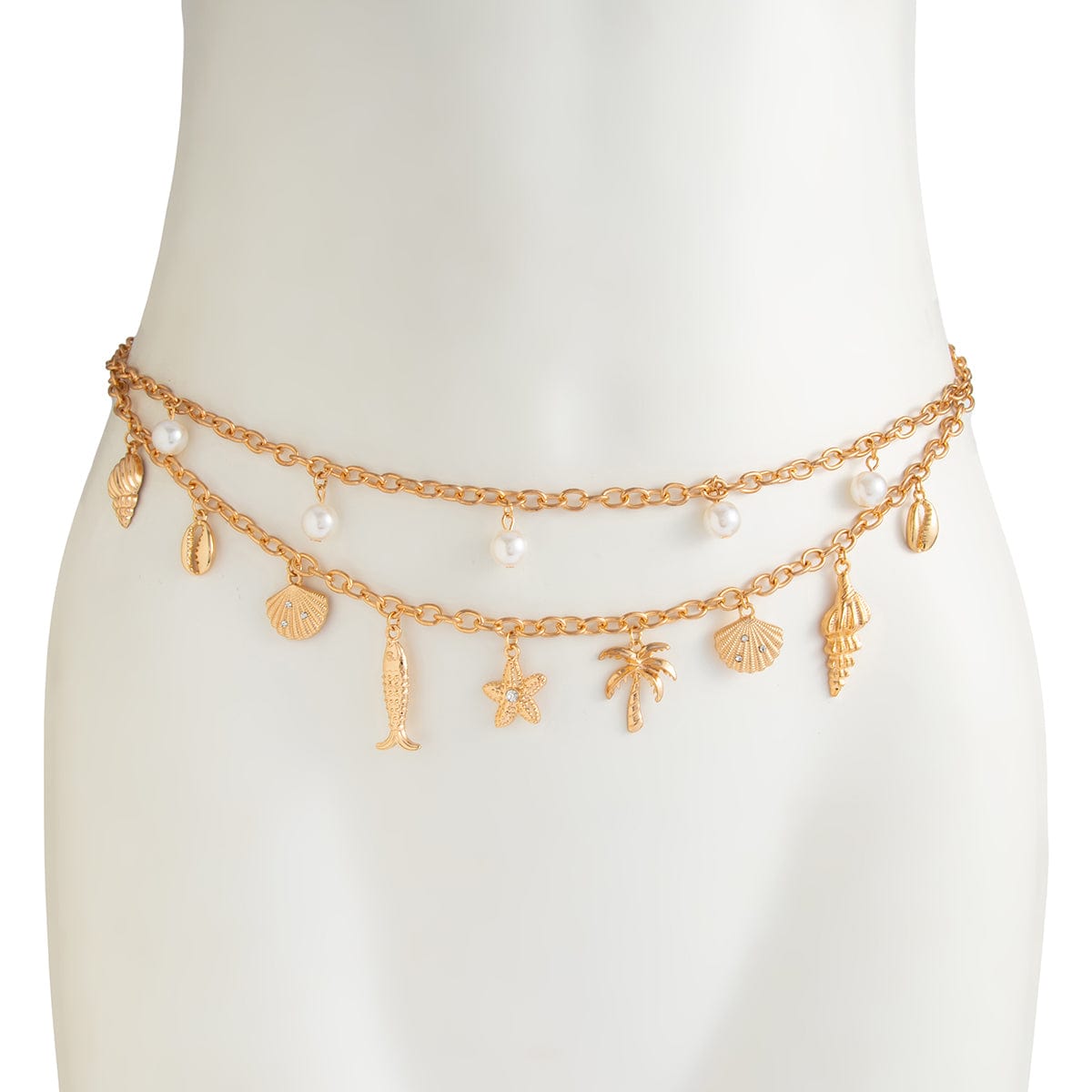 Boho Layered Goldfish Coconut Tree Starfish Tassel Waist Chain - ArtGalleryZen