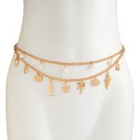 Thumbnail for Boho Layered Goldfish Coconut Tree Starfish Tassel Waist Chain - ArtGalleryZen
