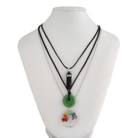 Thumbnail for Boho Layered Healing Crystal Family Tree Pendant Wax Cord Necklace Set - ArtGalleryZen