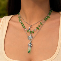 Thumbnail for Boho Layered Healing Crystal Sun Moon Pendant Turquoise Stone Necklace Set - ArtGalleryZen