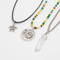 Thumbnail for Boho Layered Healing Crystal Sun Moon Star Pendant Seed Beaded Necklace Set - ArtGalleryZen