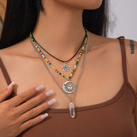 Thumbnail for Boho Layered Healing Crystal Sun Moon Star Pendant Seed Beaded Necklace Set - ArtGalleryZen