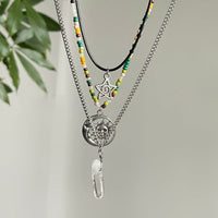 Thumbnail for Boho Layered Healing Crystal Sun Moon Star Pendant Seed Beaded Necklace Set - ArtGalleryZen