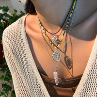 Thumbnail for Boho Layered Healing Crystal Sun Moon Star Pendant Seed Beaded Necklace Set - ArtGalleryZen