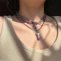 Thumbnail for Boho Layered Healing Crystal Sun Pendant Turquoise Stone Choker Necklace Set - ArtGalleryZen