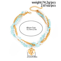 Thumbnail for Boho Layered Heart Pendant Turquoise Pearl Curb Chain Choker Necklace - ArtGalleryZen
