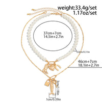 Thumbnail for Boho Layered Key Lock Boot Lucky Horseshoe Pendant Pearl Chain Necklace Set - ArtGalleryZen