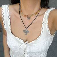 Thumbnail for Boho Layered Mushroom Star Pendant Turquoise Stone Chain Necklace Set - ArtGalleryZen