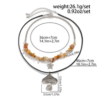 Thumbnail for Boho Layered Mushroom Star Pendant Turquoise Stone Chain Necklace Set - ArtGalleryZen