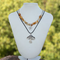 Thumbnail for Boho Layered Mushroom Star Pendant Turquoise Stone Chain Necklace Set - ArtGalleryZen