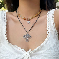 Thumbnail for Boho Layered Mushroom Star Pendant Turquoise Stone Chain Necklace Set