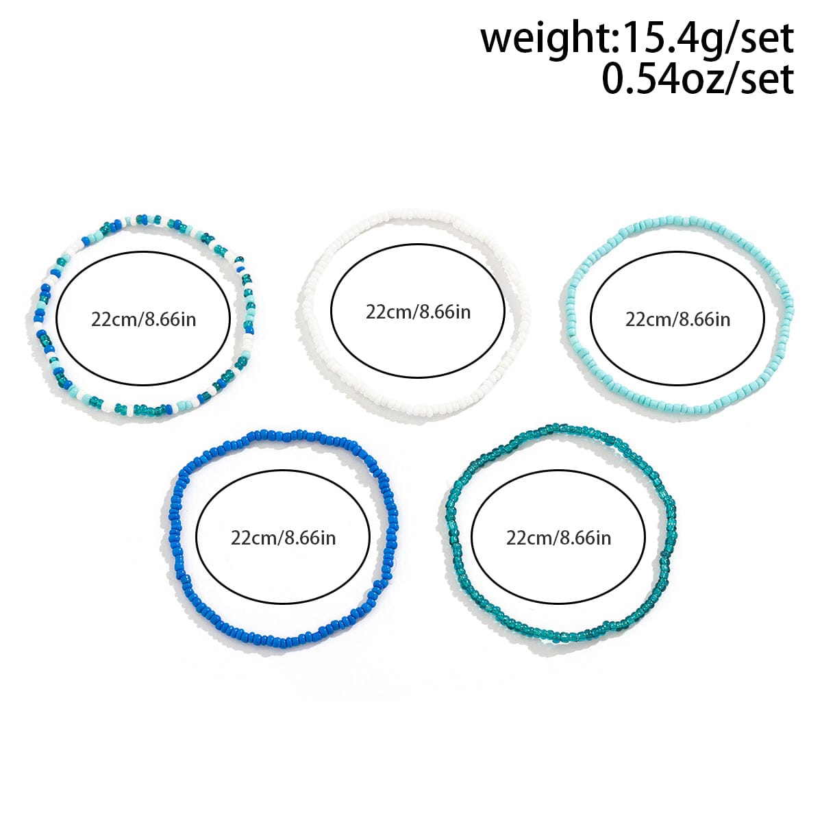 Boho Layered Ocean Style Crystal Beaded Stackable Anklet Set - ArtGalleryZen