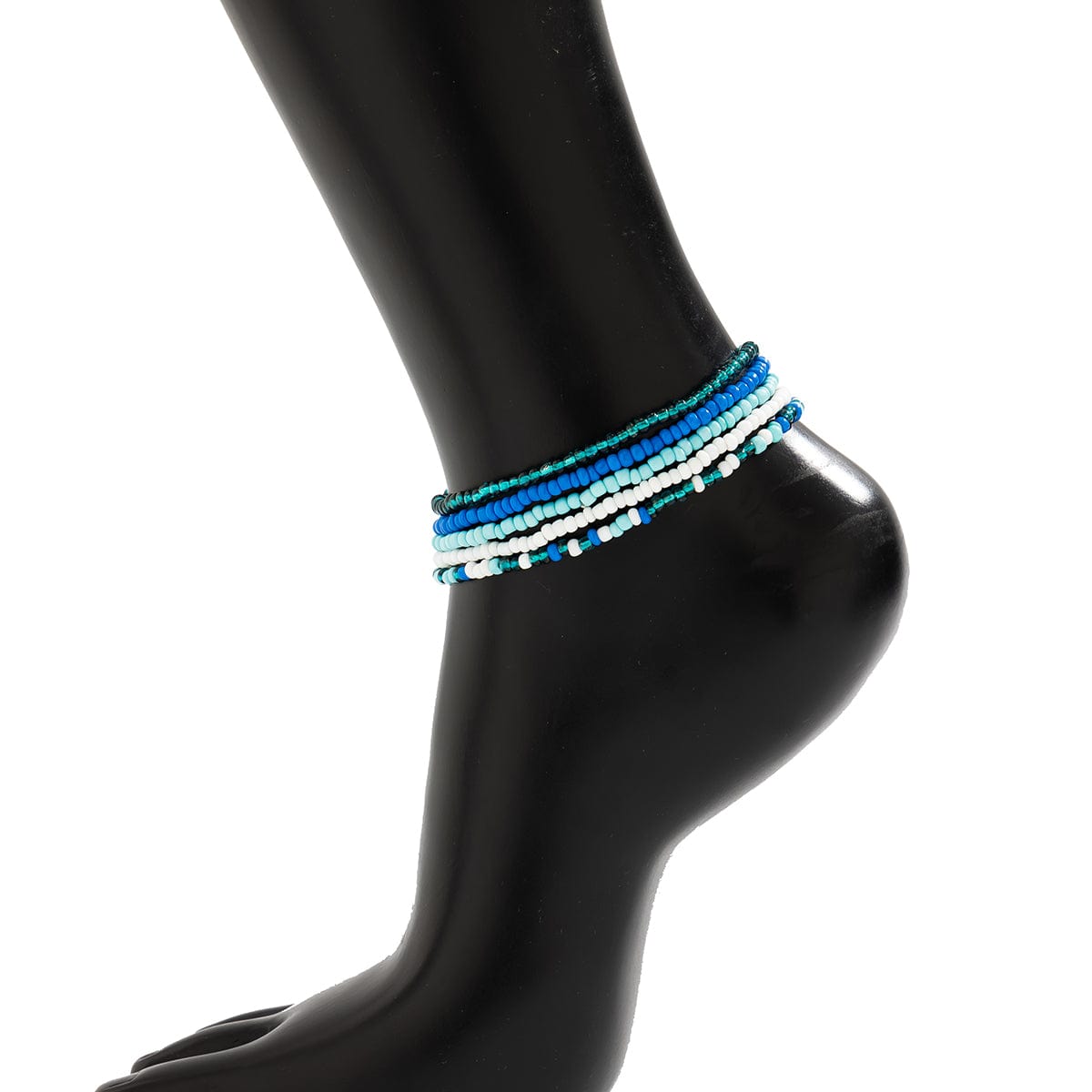 Boho Layered Ocean Style Crystal Beaded Stackable Anklet Set