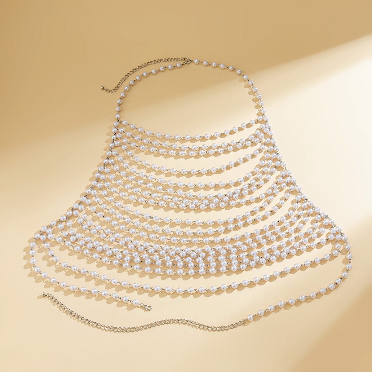 Boho Layered Pearl Beadeds Shoulder Necklace