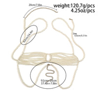 Thumbnail for Boho Layered Pearl Bowknot Pattern Backless Bra