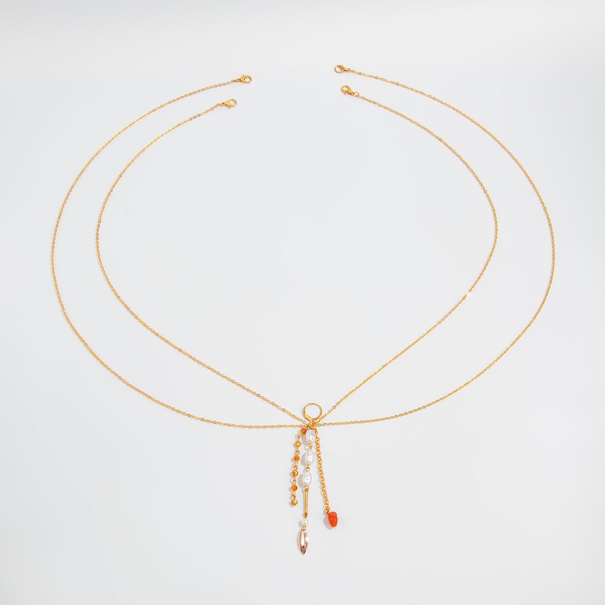 Boho Layered Pearl Crystal Stone Tassel Bikini Body Chain - ArtGalleryZen