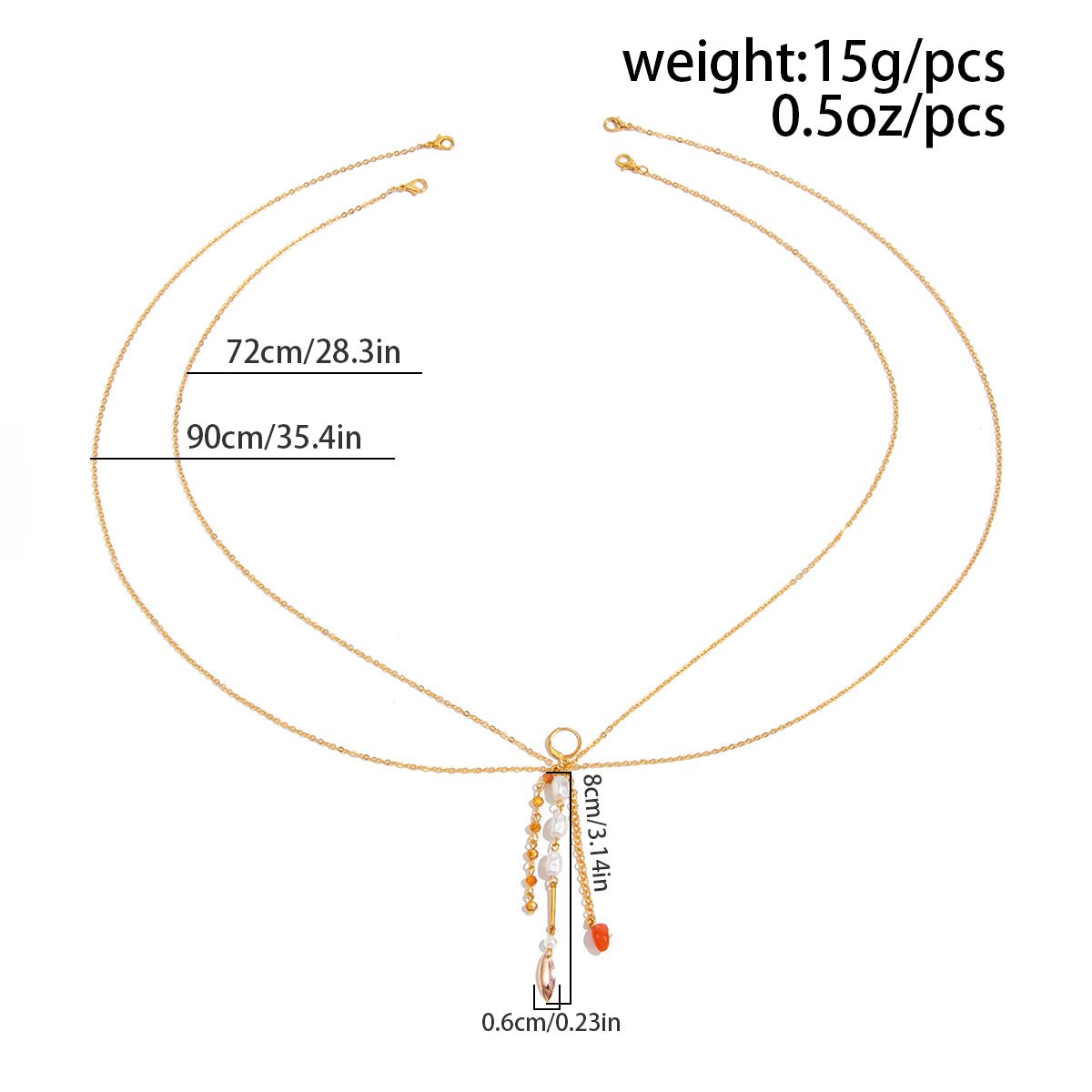 Boho Layered Pearl Crystal Stone Tassel Bikini Body Chain - ArtGalleryZen