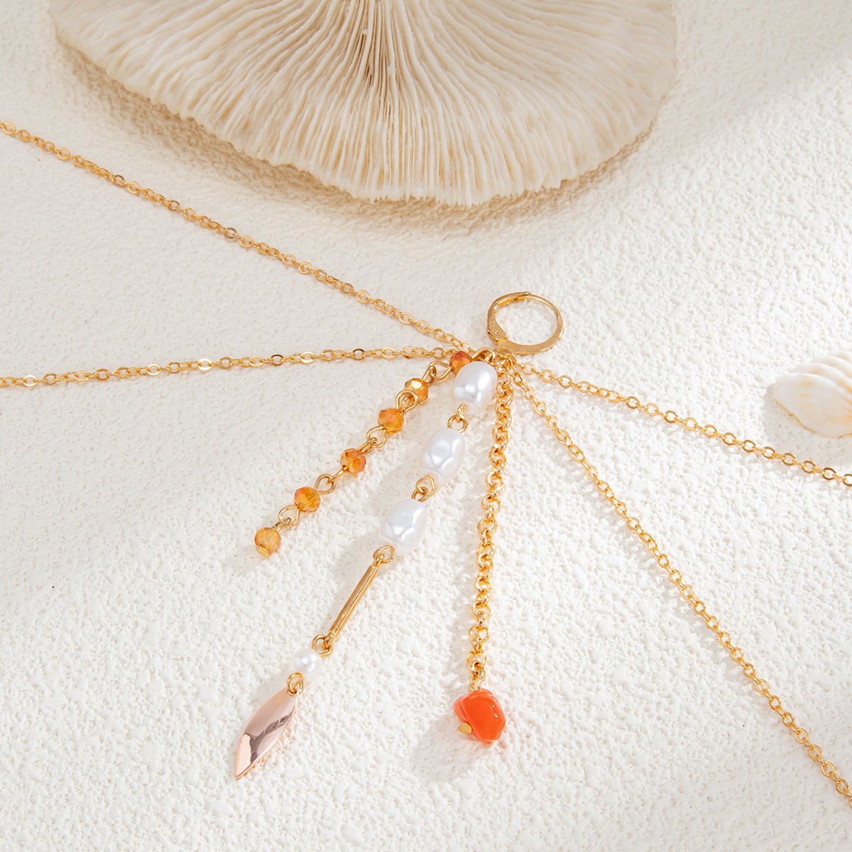 Boho Layered Pearl Crystal Stone Tassel Bikini Body Chain - ArtGalleryZen