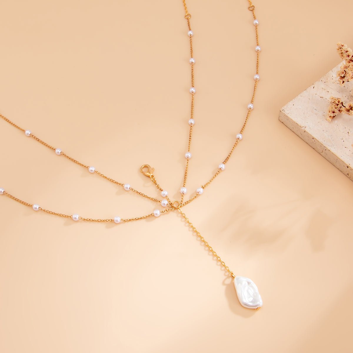 Boho Layered Pearl Pendant Bikini Body Chain - ArtGalleryZen