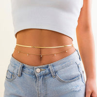 Thumbnail for Boho Layered Pearl Tassel Herringbone Belly Chain Set