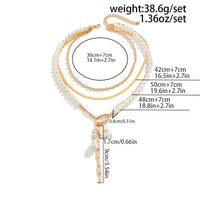 Thumbnail for Boho Layered Pearl Tassel Herringbone Cable Chain Y Necklace - ArtGalleryZen