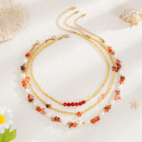 Thumbnail for Boho Layered Pearl Turquoise Stone Seed Beaded Necklace Set - ArtGalleryZen