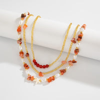 Thumbnail for Boho Layered Pearl Turquoise Stone Seed Beaded Necklace Set - ArtGalleryZen