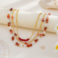 Thumbnail for Boho Layered Pearl Turquoise Stone Seed Beaded Necklace Set - ArtGalleryZen