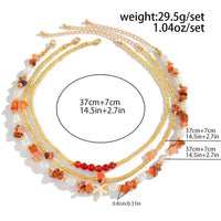 Thumbnail for Boho Layered Pearl Turquoise Stone Seed Beaded Necklace Set - ArtGalleryZen