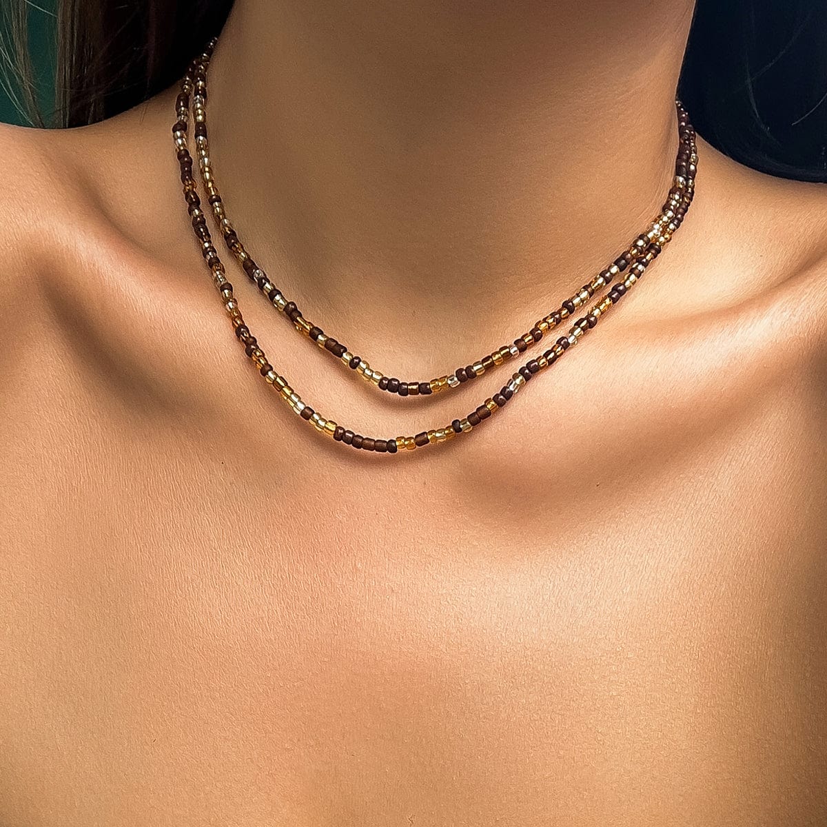 Boho Layered Seed Bead Necklace Set - ArtGalleryZen