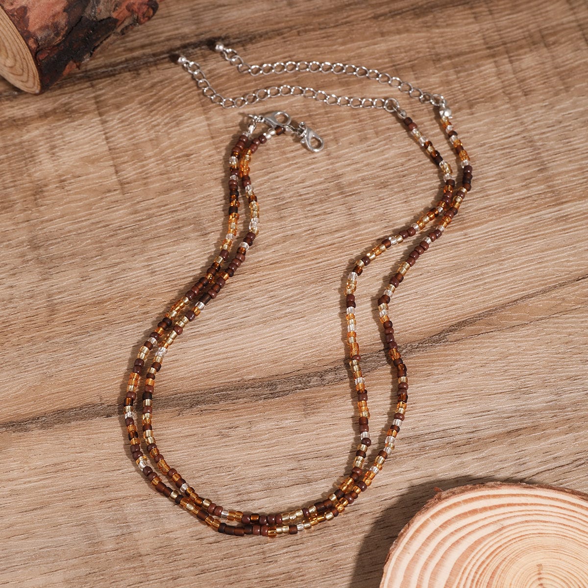 Boho Layered Seed Bead Necklace Set - ArtGalleryZen