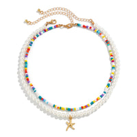 Thumbnail for Boho Layered Seed Bead Starfish Pendant Pearl Chain Necklace Set - ArtGalleryZen