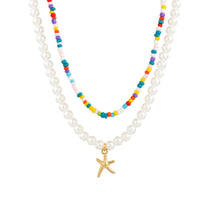 Thumbnail for Boho Layered Seed Bead Starfish Pendant Pearl Chain Necklace Set - ArtGalleryZen