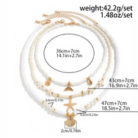 Thumbnail for Boho Layered Shell Starfish Mermaid Pendant Pearl Seed Bead Necklace Set - ArtGalleryZen