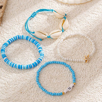 Thumbnail for Boho Layered Shell Starfish Polymer Clay Letter Beaded Bracelet Set - ArtGalleryZen