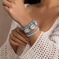 Thumbnail for Boho Layered Shell Starfish Polymer Clay Letter Beaded Bracelet Set - ArtGalleryZen