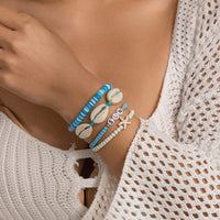Thumbnail for Boho Layered Shell Starfish Polymer Clay Letter Beaded Bracelet Set - ArtGalleryZen