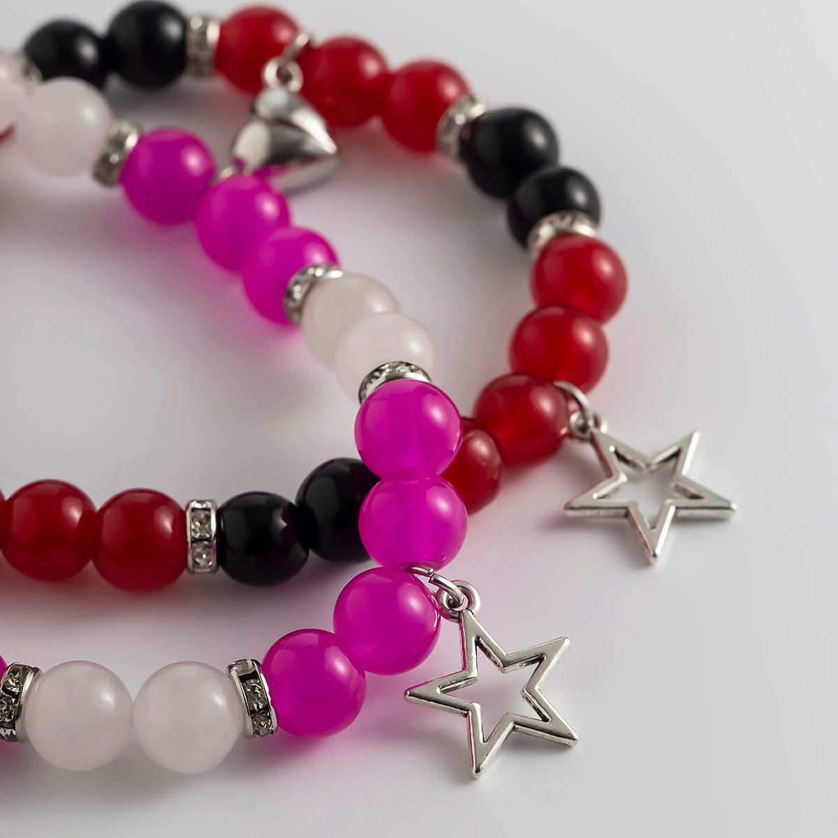 Magnetic Star Heart Charm Agate Matching Bracelet Set